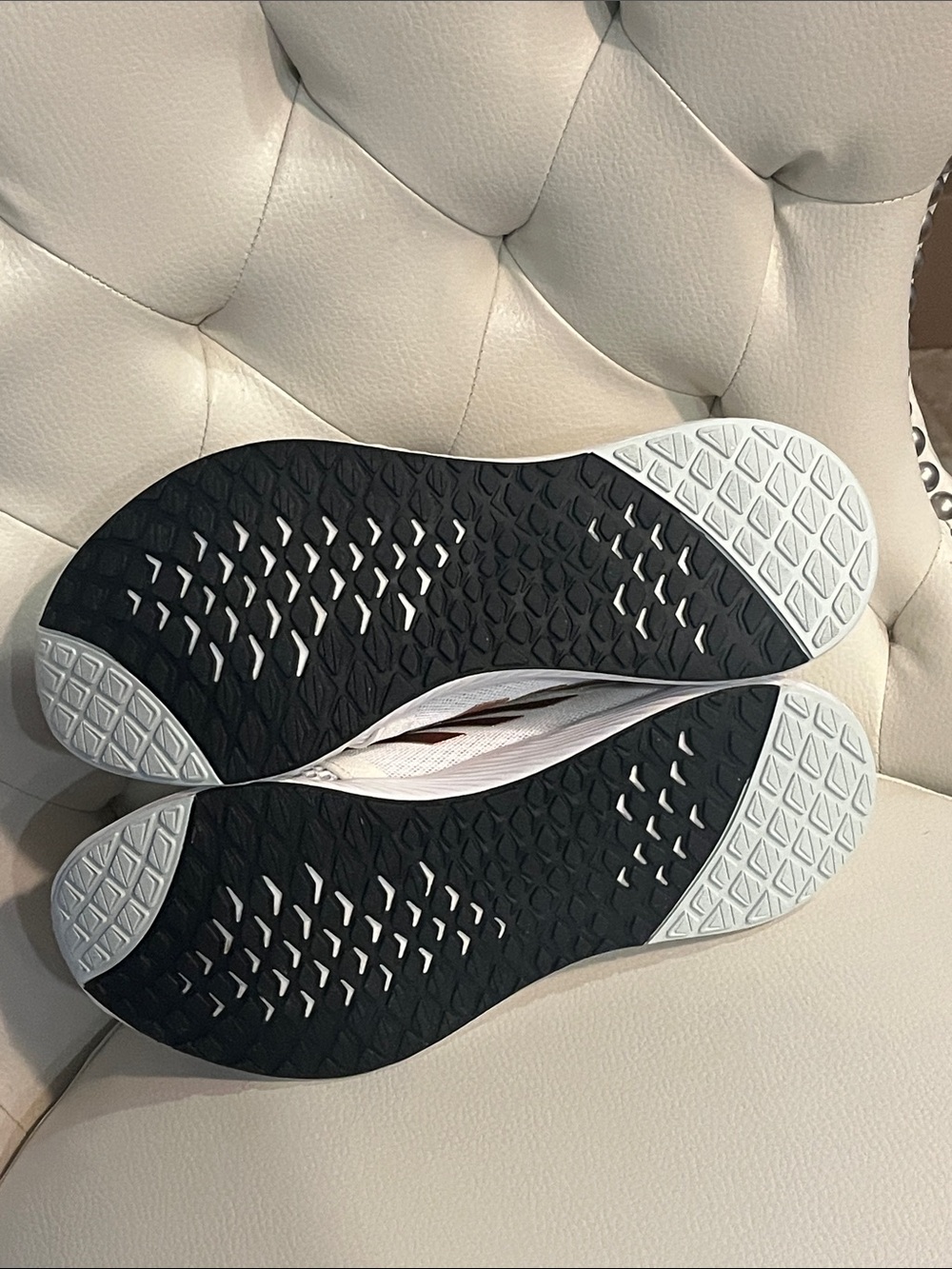 Adidas White Mesh Running Sneakers with Rose Gold Stripes Eye Catching - Picture 9 of 10